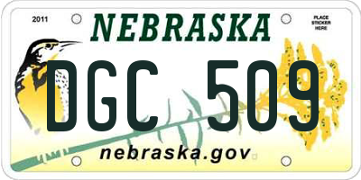 NE license plate DGC509