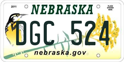 NE license plate DGC524