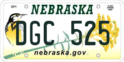 NE license plate DGC525