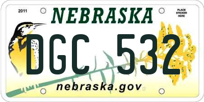 NE license plate DGC532