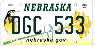 NE license plate DGC533