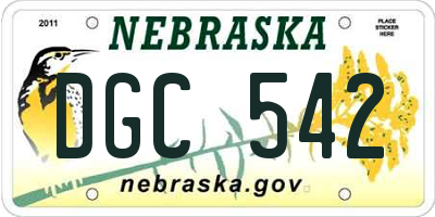 NE license plate DGC542
