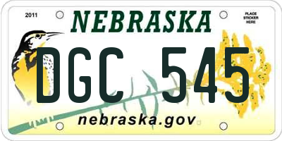 NE license plate DGC545