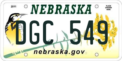 NE license plate DGC549