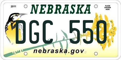 NE license plate DGC550
