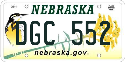 NE license plate DGC552