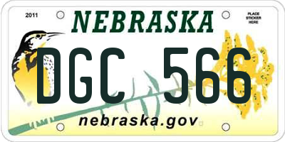 NE license plate DGC566