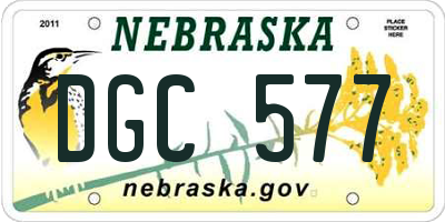 NE license plate DGC577