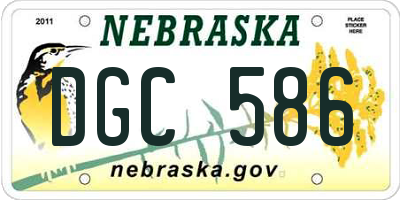 NE license plate DGC586