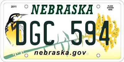 NE license plate DGC594
