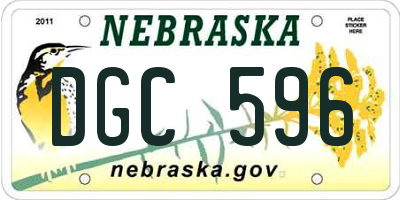 NE license plate DGC596