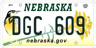 NE license plate DGC609