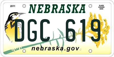 NE license plate DGC619