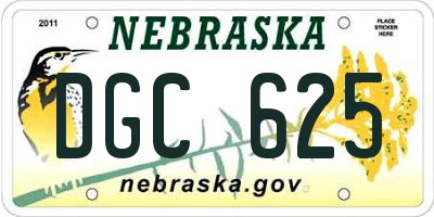 NE license plate DGC625