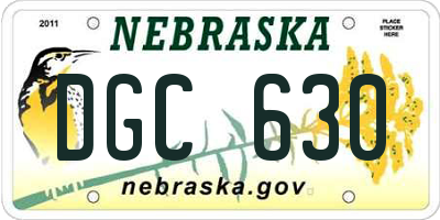 NE license plate DGC630