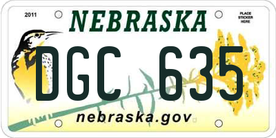 NE license plate DGC635