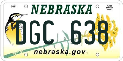 NE license plate DGC638
