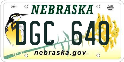 NE license plate DGC640