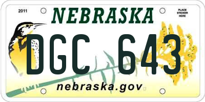 NE license plate DGC643