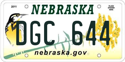 NE license plate DGC644