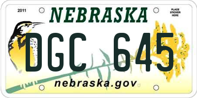 NE license plate DGC645
