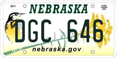 NE license plate DGC646