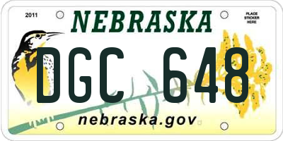 NE license plate DGC648
