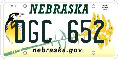 NE license plate DGC652