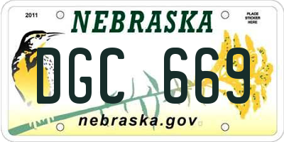 NE license plate DGC669