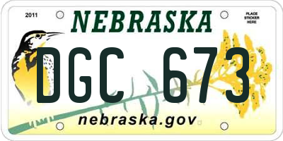 NE license plate DGC673