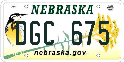 NE license plate DGC675