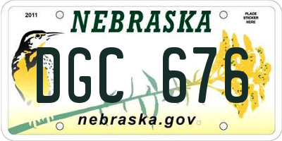 NE license plate DGC676