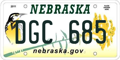 NE license plate DGC685