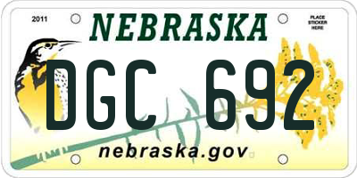 NE license plate DGC692