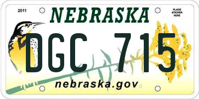 NE license plate DGC715