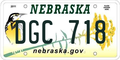 NE license plate DGC718