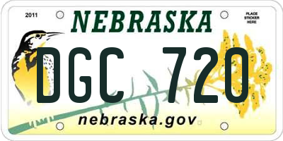 NE license plate DGC720