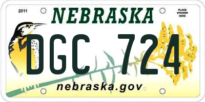 NE license plate DGC724