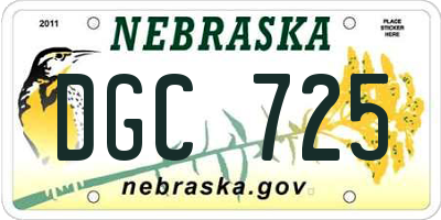 NE license plate DGC725