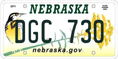NE license plate DGC730
