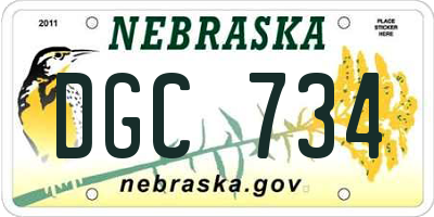 NE license plate DGC734