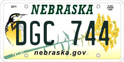 NE license plate DGC744