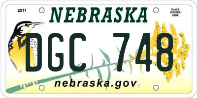 NE license plate DGC748