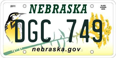 NE license plate DGC749
