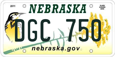 NE license plate DGC750