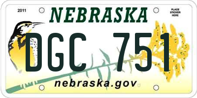 NE license plate DGC751