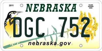 NE license plate DGC752