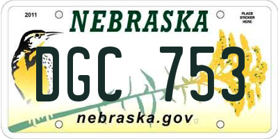NE license plate DGC753