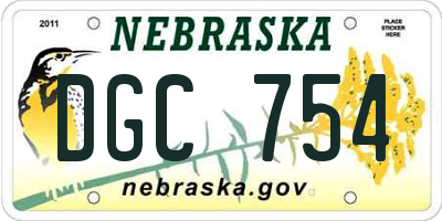 NE license plate DGC754
