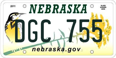 NE license plate DGC755